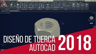 Como hacer una tuerca en autocad 3D 2018 [upl. by Grace]