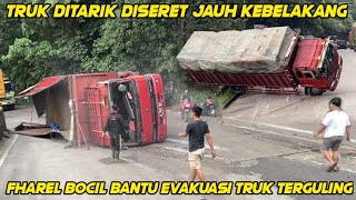 Truk Ditarik Diseret Jauh‼️ Fharel Bocil Ikut Bantu Evakuasi Truk Terguling di Sitinjau Lauik [upl. by Ardiedak313]