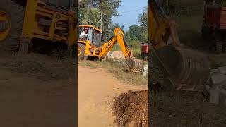 JCB 3dx backhoe Road Me Kaam Digging  JCB Backhoes Working On jcb jcb3dx construction backhoe [upl. by Ahsekam]