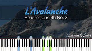 Etude Op 45 No 2 quotL’ Avalanchequot  Stephen Heller  Piano Tutorial  Synthesia  How to play [upl. by Demetri]