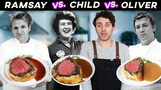 Beef Wellington CAGE MATCH Gordon Ramsay vs Julia Child vs Jamie Oliver [upl. by Herrera]