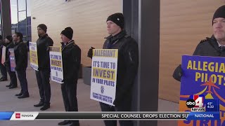 Allegiant Air pilots picketing outside Provo airport [upl. by Burgwell655]