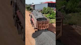 Dozers D41p pushed mixed stone M30 after dump truck 25t unloadling [upl. by Tenaej]