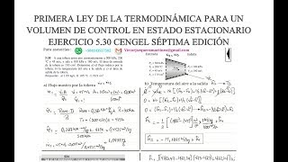 Primera ley de la termodinamica para volumen de control Ejercicio 1 530 Cengel Séptima Edición [upl. by Leseil]