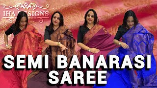 Semi Banarasi saree collection for booking visit [upl. by Hyde]