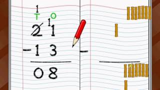 Maths  Subtracting two digit numbers with borrowing  English [upl. by Hulen]