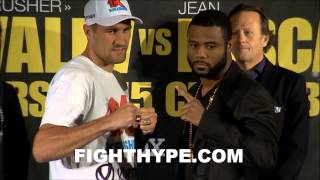 SERGEY KOVALEV SHOVES JEAN PASCAL AT FINAL PRESS CONFERENCE NEARLY COME TO BLOWS DURING FACE OFF [upl. by Spence983]