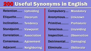 200 Useful Synonym Words in English  Build up Your English Vocabulary [upl. by Kandy]