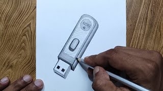 How to draw pen drive step by step so easy Pen drive drawing easily [upl. by Lorre]