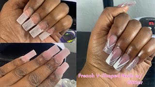 French Tip Acrylic Nails with Silver Designs French Nail Tip Tutorials Taes Fashion [upl. by Yoc]