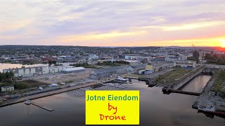 Sunrise at Jotne Property Quay 4 wFloating Saunas in Fredrikstad Norway Drone 5K [upl. by Purdy]