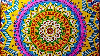 Step by Step MANDALA Coloring for Kids  Relaxing coloring Mandala  Easy Coloring Tutorial for Kids [upl. by Eadahc]