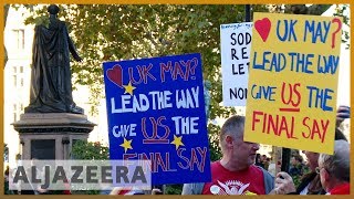 🇬🇧 AntiBrexit protesters gather to demand second referendum  Al Jazeera English [upl. by Jill285]