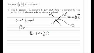 P1 EDEXCEL IAL WMA1101 OCT NOV 2019 Q5  Differentiation  Equation of normal [upl. by Claudianus]