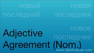 Adjective Agreement in Russian Nominative [upl. by Cheffetz964]