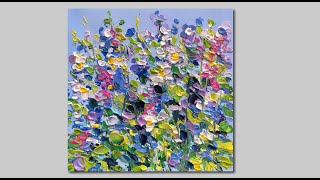 Abstract Acrylic Flowers Painting Palette knife Tutorial [upl. by Nevi]