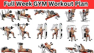 Full Week Gym Workout PlanWeek Schedule For Gym ExerciseGym Workout [upl. by Dewey241]