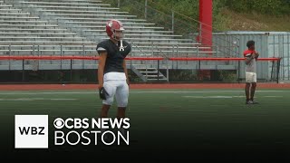 Brockton football player leads on and off the field as he works toward winning season [upl. by Ynaffik]