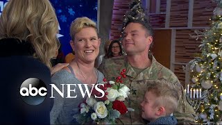 Military sergeant surprises his family for the holidays live on GMA [upl. by Ferullo870]