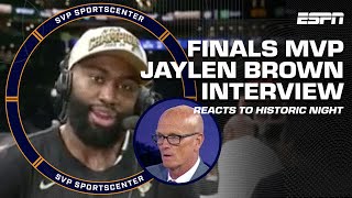 NBA Finals MVP Jaylen Brown reacts to winning Celtics 18th NBA Championship 🏆  SC with SVP [upl. by Kreis]