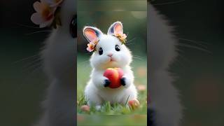 Charming Bunny Enjoying an Apple in the Garden🐇🍎🌸 animalshorts [upl. by Niarda]