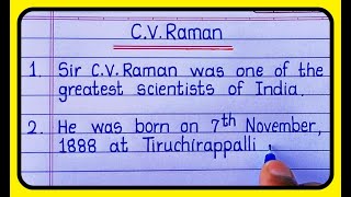 10 Lines On CV RAMAN In EnglishCV raman 10 lines short biography in english [upl. by Aisset256]