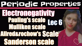 Lec6 periodic properties electronegativity paulings scale mulliken allred rochow  Sanderson [upl. by Dyanne]