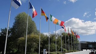 Irish flag being hoisted at ESO’s Headquarters [upl. by Mychal130]