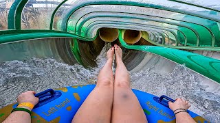 STEEL Racing WaterSlide at Bellewaerde Aquapark [upl. by Nnaeoj]