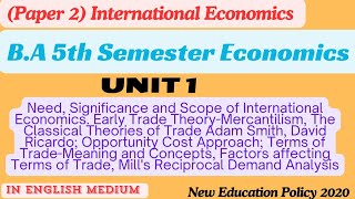 BA 5th Semester Economics Paper 2International EconomicsBA 5th Semester Economics Unit 1Paper 2 [upl. by Joost]