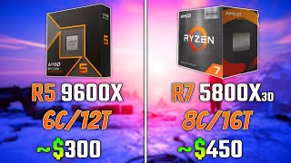 AMD RYZEN 5 9600X vs RYZEN 7 5800X3D  Test in 6 Games [upl. by Jankey]