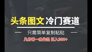 头条图文 冷门赛道 只需简单复制粘贴 几分钟一条作品 日入300 [upl. by Ynhoj]