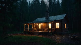 Cozy Cabin in the Rainy Forest  Relaxing Night Ambience and Gentle Music [upl. by Ardnued]