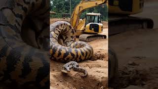 Shocking ExcavatorPython Encountergiantpython naturesurprise wildconstruction python [upl. by Lleda]