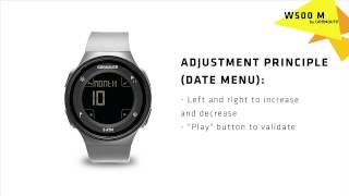 EN  SAV Geonaute  W500 How to set the time date and alarm [upl. by Akived]