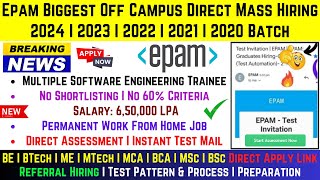 Epam Biggest OFF Campus Hiring  Batch 2024 20232020  Software Engineer Trainee  Salary 65 LPA [upl. by Anoek]