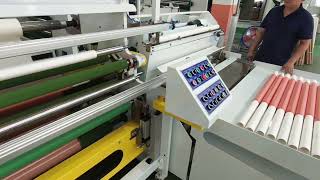 GD800A adhesive tape rewinder machine full automatic with 3 shafts [upl. by Johathan]