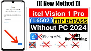 itel vision 1 pro frp bypass 2024 without pc Apps Not Working New Method [upl. by Hylton]