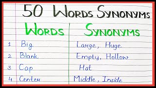 50 Synonyms words in english  what is synonyms of  English synonyms [upl. by Annocahs]