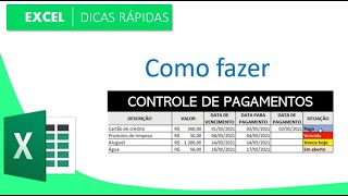 Como Fazer Controle de Pagamentos com Alerta em Excel [upl. by Arahc364]