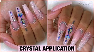 HOW TO APPLY SWAROVSKI RHINESTONES  PIXIE CRYSTALS TO NAILS 2020  BLING TUTORIAL NAILSFASCINATION [upl. by Hyacintha]