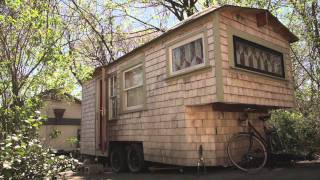 Tiny Yellow House  Sages Gypsy Wagon Handbuilt portable cabintiny home in Boston [upl. by Radie]