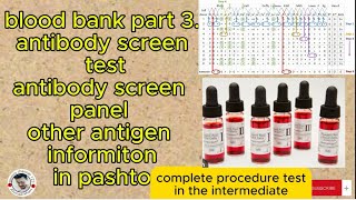 antibody screen test blood bank part 3  procedure  antibody screen panel chat in pashto [upl. by Yerbua]