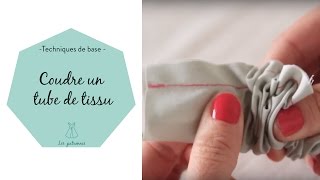 Tuto couture 3  Coudre un tube de tissu  ceinture bretelle anse noeuds décoratifs [upl. by Palumbo641]