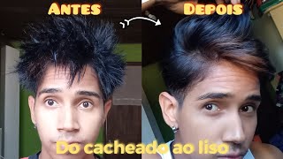 progressiva masculina  como alisar o cabelo em casa  plástica de cacau glatten [upl. by Anatollo]