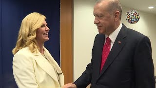 Erdoğan BMde eski model Kolinda Grabar Kitarovic lle görüştü [upl. by Par]