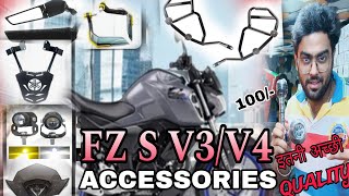 FZS V3V4 ACCESSORIES FZS MODIFICATION ACCESSORIES  CRASHGAURDS  BACK CARRIER [upl. by Anwahsar]