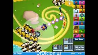 Bloons Tower Defense 4 Expansion  Track 1 Walkthrough  Hard  No Lives Lost [upl. by Anauqcaj205]