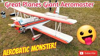 Great Planes Giant Aeromaster Maiden Flight amp Review [upl. by Ynabe]