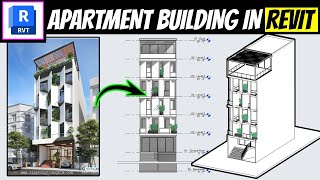 Modern Residential Building Facade in Revit Tutorial [upl. by Ellenahc]